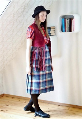 BURGUNDY SUEDE FRINGE WAISTCOAT