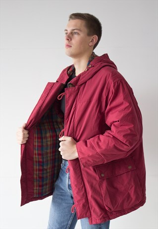 VINTAGE RETRO RED SUPER WARM WINTER PARKA JACKET COAT