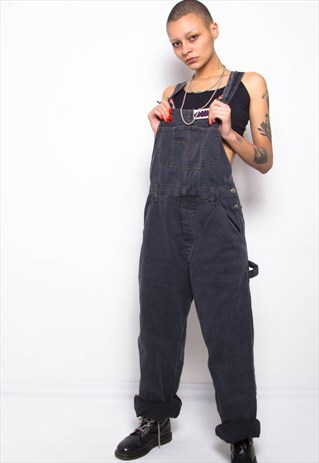 VINTAGE 90S LONG DENIM DUNGAREES ID:2063