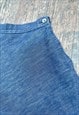 70'S VINTAGE A LINE BLUE COTTON DENIM MINI SKIRT SIZE XS