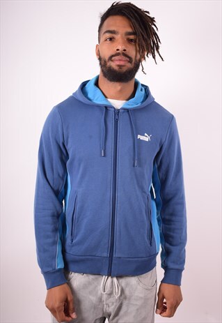 PUMA MENS VINTAGE HOODIE JACKET MEDIUM BLUE 90S