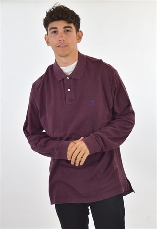 VINTAGE 90S PURPLE RALPH LAUREN LONG SLEEVE POLO SHIRT