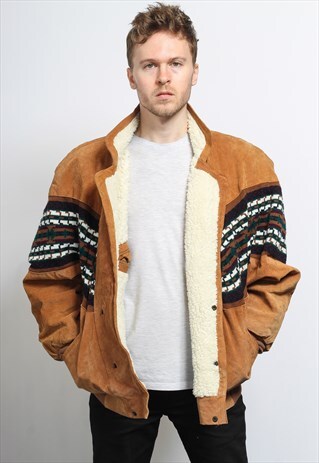 VINTAGE AZTEC INCA FLEECE LINED JACKET