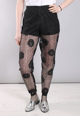 VINTAGE 80S LACE HIGH WAISTED SHEER TROUSERS