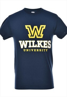 Vintage Navy Wilkes University Printed T-shirt - S