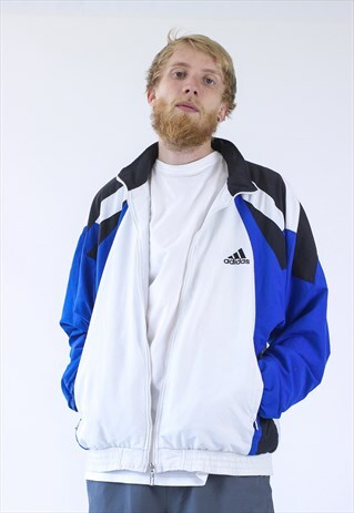 90S VINTAGE MENS ADIDAS WINDBREAKER TRACK SUIT LOGO JACKET