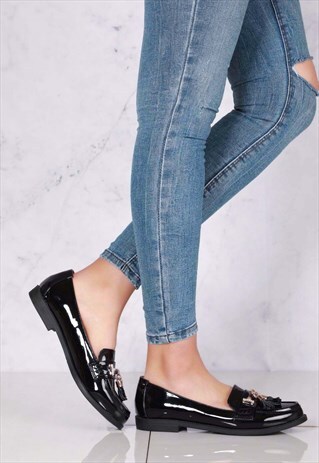 HORSEBIT TOGGLE LOAFER IN BLACK PATENT