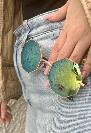 Green Octagonal Sunglasses