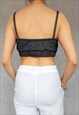 Y2K TOP, GRUNGE BRALETTE, BLACK KNIT BRA, METALLIC GRAY TOP