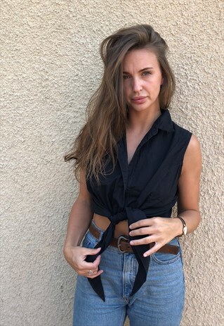 PATTERNED CROPPED TIE-UP RETRO VINTAGE FESTIVAL SHIRT
