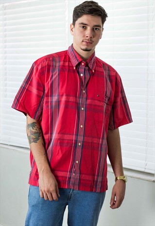 VINTAGE TOMMY HILFIGER SHIRT LOGO 90S L 7.8