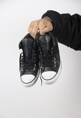 VINTAGE CONVERSE BLACK LEATHER TRAINERS