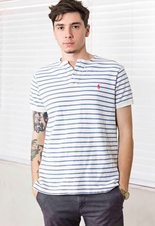 VINTAGE RALPH LAUREN STRIPPED T-SHIRT LOGO 90S L 8.1