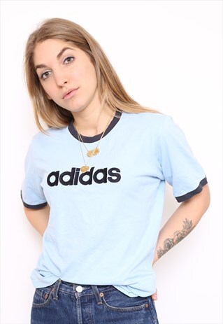 VINTAGE ADIDAS BLUE TOP T-SHIRT