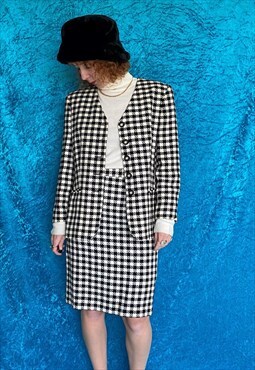 Vintage Houndstooth Skirt and Jacket Suit
