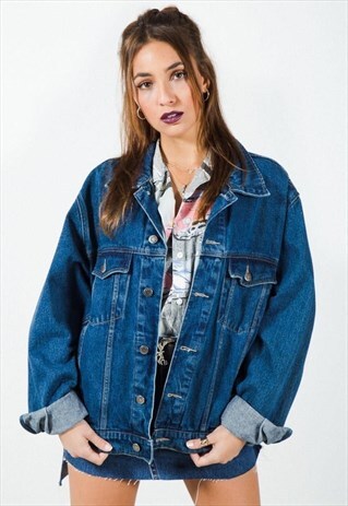 VINTAGE 80S ORIGINAL WRANGLER DENIM JACKET DARK WASH / 0211