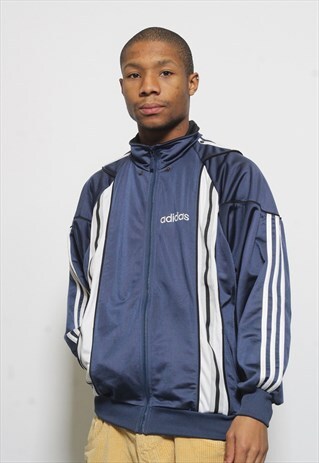 VINTAGE ADIDAS LOGO TRACK JACKET TOP BLUE