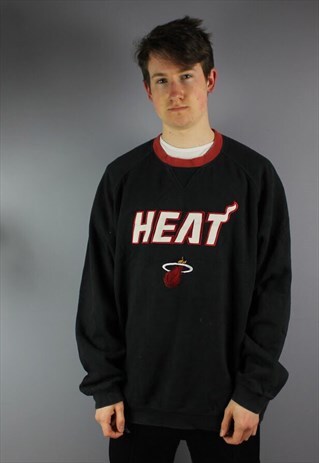 VINTAGE ADIDAS NBA MIAMI HEAT SWEATSHIRT IN BLACK EMBROIDERY