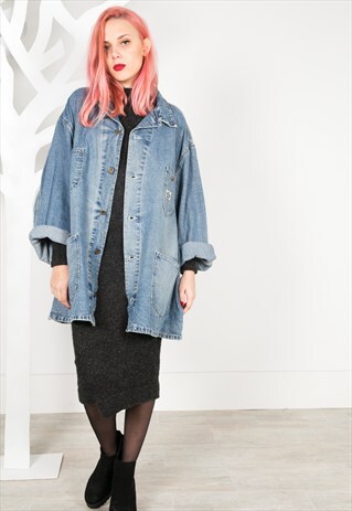 VINTAGE 80'S LEE LONG DENIM JACKET 0264 / 5510 / 403
