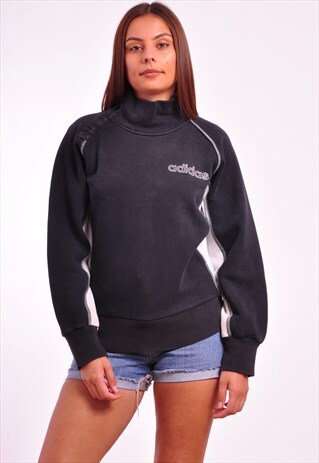 RARE VINTAGE ADIDAS 90S HIGH NECK BLACK SWEATER