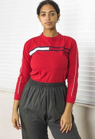 VINTAGE TOMMY HILFIGER LONGSLEEVE T-SHIRT LOGO 90S L 8.4
