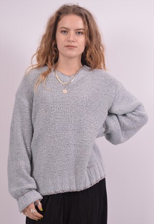 LEE WOMENS VINTAGE JUMPER SWEATER XL BLUE 90S