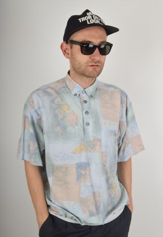 VINTAGE SHIRT FESTIVAL PRINT 90'S SIZE M (969)