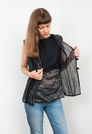 METALLIC FABRIC WAISTCOAT WITH FRONT LACES