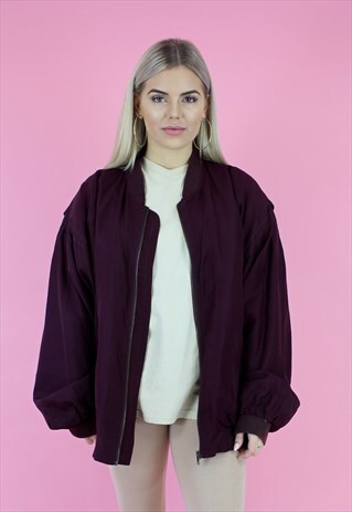 90S SILK MAROON BOMBER OVERSIZED JACKET