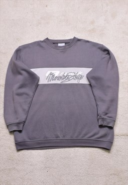 Vintage Reebok Membership Grey Print Embroidered Sweater