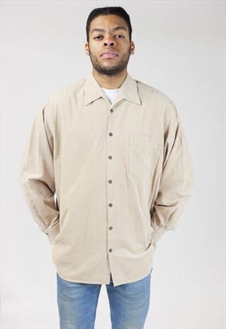 VINTAGE 90S LIGHT BROWN CORD SHIRT