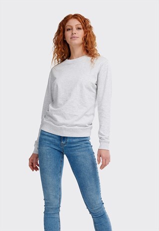 ALCOTT LIGHT GREY BASIC ROUND NECK SWEATSHIRT