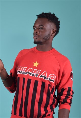 VINTAGE A.C. MILAN RED AND BLACK SWEATSHIRT