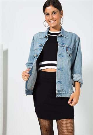 VINTAGE 80S LEVI'S EMBELLISHED DENIM JACKET / S1525