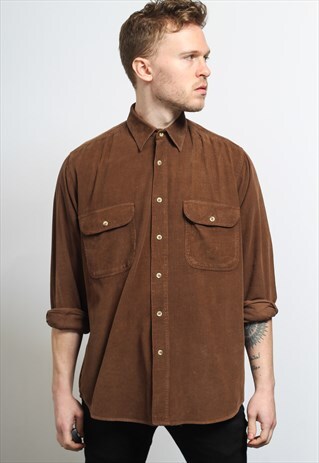 VINTAGE CORDUROY CORD SHIRT BROWN