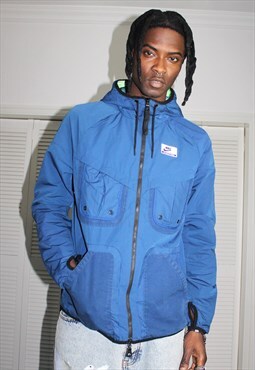 Vintage Y2K Blue Nike International Windbreaker Jacket