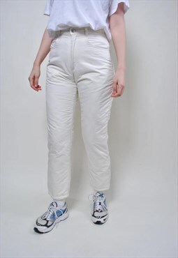 White ski pants, vintage winter women snowboard trousers