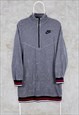 Vintage Nike 1/4 Zip Grey Fleece Sweatshirt Longline Medium