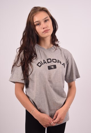 VINTAGE DIADORA T-SHIRT TOP GREY