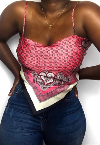 TELA- PINK SCARF BACK BOW TIE TOP