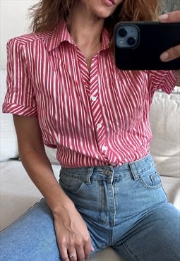 Retro Striped Classic Ladies Shirt - XL