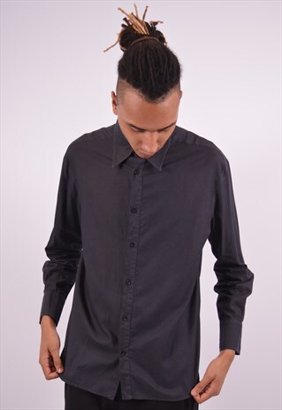 FERRE MENS VINTAGE SHIRT LARGE BLACK 90S