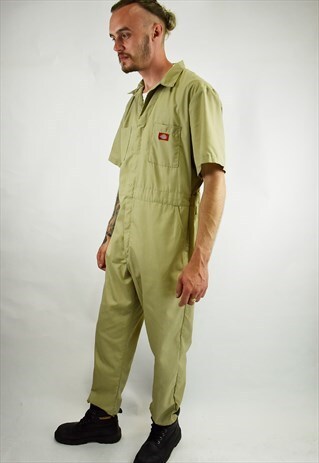 VINTAGE 90S DICKIES STONE SHORT SLEEVE BOILERSUIT/OVERALLS