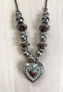 Y2K Silver Heart Pendant Necklace