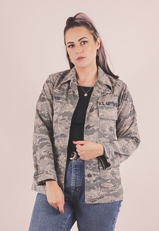 VINTAGE ARMY SURPLUS AIRFORCE TIGER CAMO SHIRT JACKET /A2084