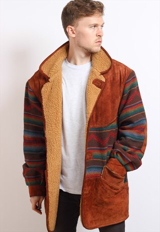 VINTAGE AZTEC NAVAJO FLEECE LINED JACKET