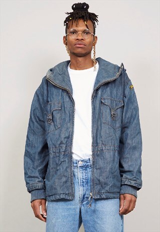 VINTAGE 90'S MOSCHINO DARK-WASH HOODED DENIM JACKET