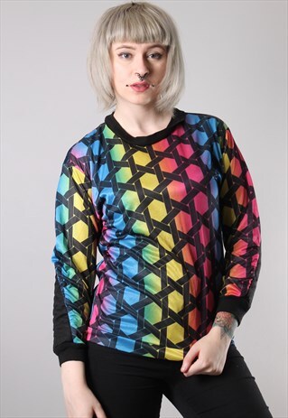 VINTAGE NEON PATTERN SWEATSHIRT SMALL