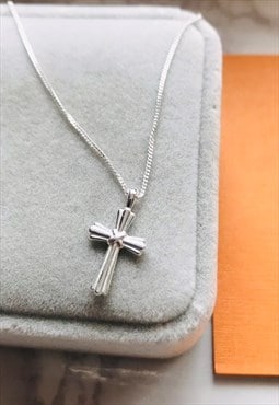 Cross - 925 sterling silver plain short necklace 18 inch