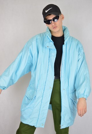 VINTAGE BLUE OVERSIZE RAVE PUFFER JACKET